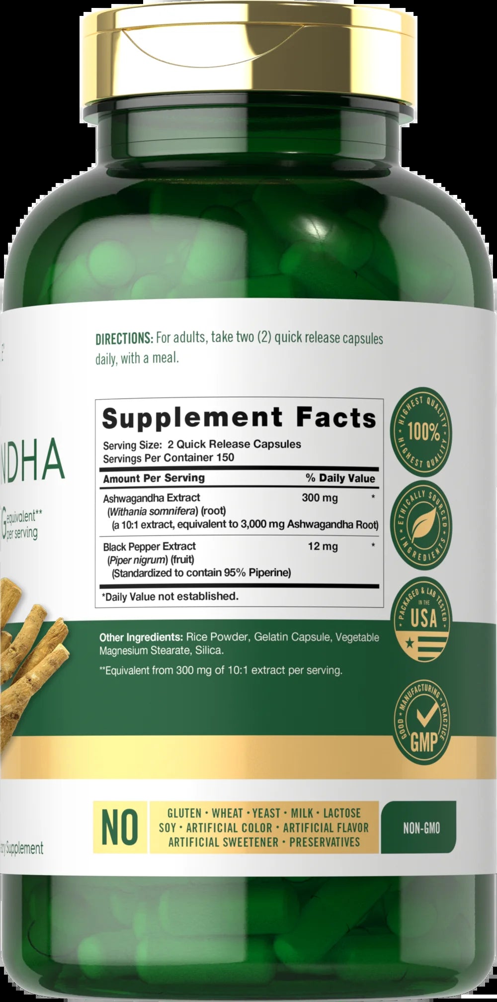 Ashwagandha Capsules | 3000Mg Supplement | 300 Pills | Non-Gmo, Gluten Free | by
